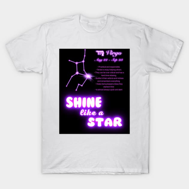 Shine Like A Star - Virgo T-Shirt by FullMoon